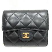 Pre-owned Leather wallets Chanel Vintage , Black , Dames