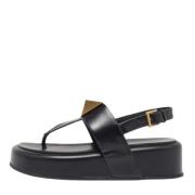 Pre-owned Leather sandals Valentino Vintage , Black , Dames