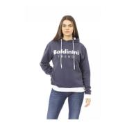 Dames Logo Fleece Hoodie met Voorzak Baldinini , Blue , Dames