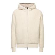 Gebreide Hoodie met Rits Moncler , Beige , Heren