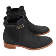 Pre-owned Leather boots Louis Vuitton Vintage , Black , Dames