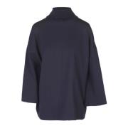 Milano Gebreide Hoge Hals Wijdvallende Blouse Liviana Conti , Blue , D...