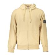 Beige hoodie met rits en logo Calvin Klein , Beige , Heren