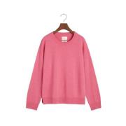 Ultrafijne lamswol ronde hals trui Gant , Pink , Dames