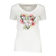 Witte Katoenen Tops & T-Shirt met Print Guess , White , Dames