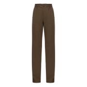 Hoge taille crepe broek met gerimpelde taille Pinko , Brown , Dames