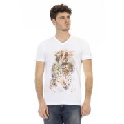 Korte mouwen V-hals T-shirt Trussardi , White , Heren