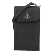 Zwarte leren telefoontas met Orb-embleem Vivienne Westwood , Black , D...