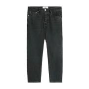 Kleurrijke Tapered Twill Katoenen Jeans Ami Paris , Black , Heren