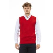 V-hals Gebreid Vest Regular Fit Alpha Studio , Red , Heren