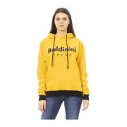 Hoodie met voorzak en logo Baldinini , Yellow , Dames