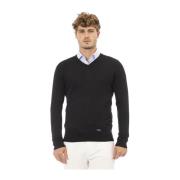 V-hals Trui met Lange Mouwen Baldinini , Black , Heren