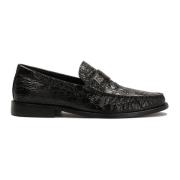 Zwarte krokodil reliëf leren loafers Kazar Studio , Black , Heren