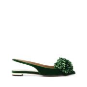 Groene Velvet Pom Pom Salon Schoenen Aquazzura , Green , Dames