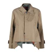 Gedestructureerde Katoenen Jas Sacai , Beige , Dames