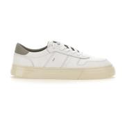 Witte Leren Sneakers met Grijze Hiel D.a.t.e. , White , Heren