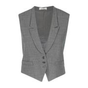 Grijze Twill Vest met V-hals Ottod'Ame , Gray , Dames