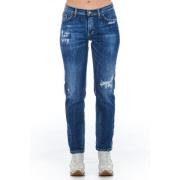 Versleten denim jeans met meerdere zakken Frankie Morello , Blue , Dam...