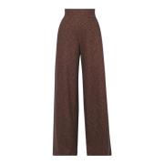 Wijde corduroy broek met elastische taille NIU , Brown , Dames