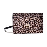 Wallet with crossbody strap in leopard-print pony skin Baldinini , Mul...