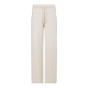 Cashmere Wijde Gebreide Broek met Tipping Eleventy , Beige , Dames