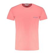 Korte Mouw Logo Print T-Shirt Trussardi , Pink , Heren