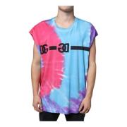 Tie Dye Katoen Logo T-shirt Dolce & Gabbana , Multicolor , Heren