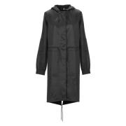 Zwarte regenjas met capuchon en trekkoorden Rains , Black , Dames