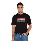 Organisch Katoen Logo T-shirt Tommy Jeans , Black , Heren