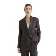 Klassieke Double-Breasted Revers Blazer Jas Peserico , Brown , Dames