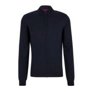 Navy Wol Zip-Up Hoodie Hugo Boss , Blue , Heren