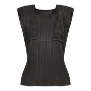 Houtskool Geplooide Mouwloze Top Issey Miyake , Black , Dames