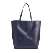 Blauwe Leren Tote Shopper Tas Loewe , Blue , Heren