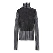 Stijlvolle Top met Hoge Hals Sportmax , Black , Dames