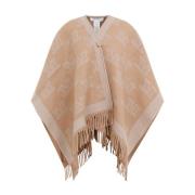 Beige Wol Franje Cape Jas Max Mara , Beige , Dames