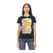 Casual ronde hals T-shirt met voorprint Trussardi , Blue , Dames