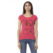 Casual T-shirt met korte mouwen en ronde hals Trussardi , Pink , Dames