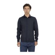 Slim Herenshirt met Italiaanse Kraag Baldinini , Blue , Heren