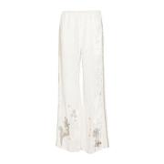 Witte Fluweel Wijde Pijp Broek Forte Forte , White , Dames