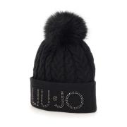 Zwarte Gebreide Pom-Pom Muts Liu Jo , Black , Dames