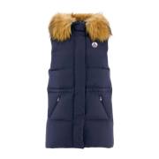 Mouwloze gewatteerde jas met capuchon - Blauw Jott , Blue , Dames