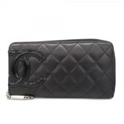 Pre-owned Leather wallets Chanel Vintage , Black , Dames