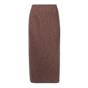 Midi fluwelen rok met voor split NIU , Brown , Dames