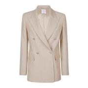 Dubbelborstig Linnen Wol Jas Eleventy , Beige , Dames