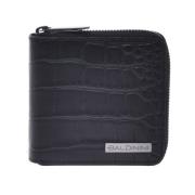 Wallet with zip in black leather with crocodile print Baldinini , Blac...