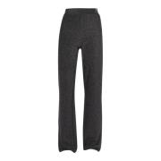 Wijde lurex broek met elastische taille Ottod'Ame , Black , Dames