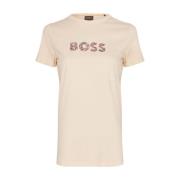 Dames Logo Print T-Shirt Hugo Boss , Beige , Dames