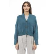 Cardigan met knoopsluiting en zakken Alpha Studio , Green , Dames