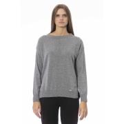 Trendy Lange Mouw Crewneck Sweater Baldinini , Gray , Dames