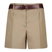 Beige Katoenen Chino Shorts Prada , Beige , Dames